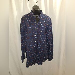 Club room medium button-down  fish print